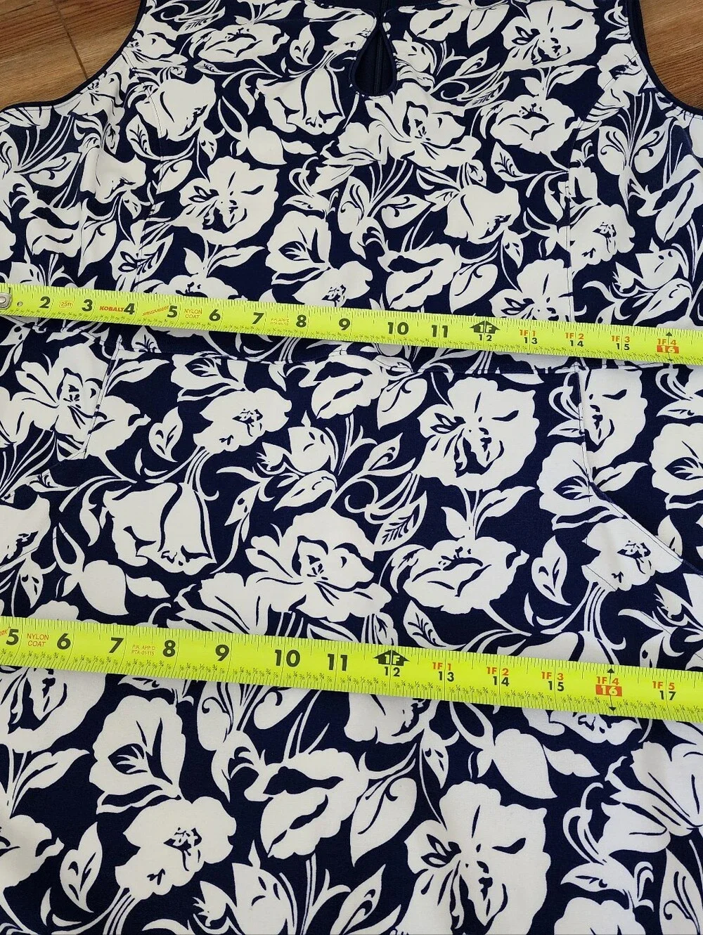 Lands' End Sleeveless Dress Women's 16 Petite Navy Blue Floral